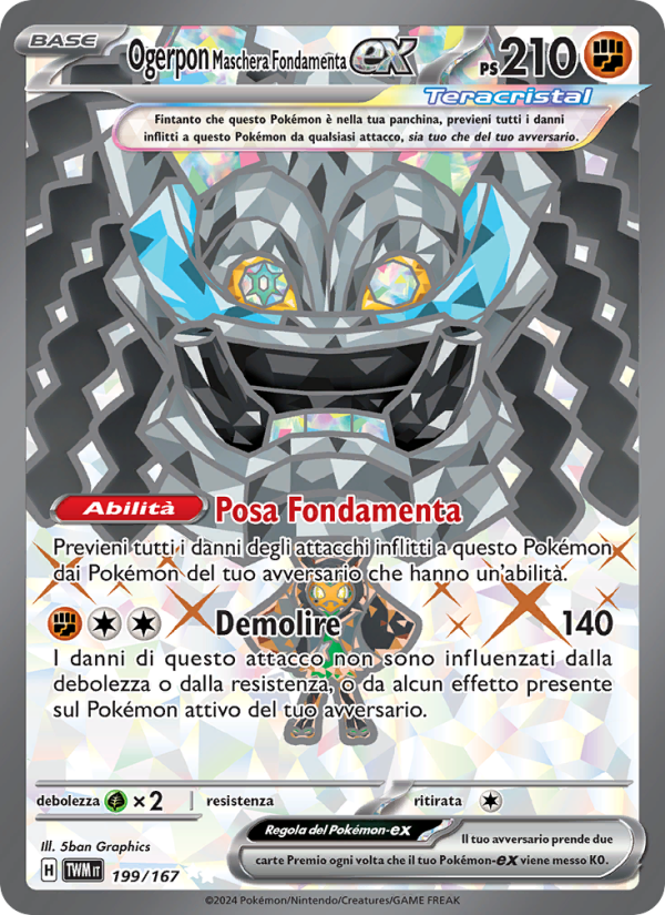 Ogerpon Maschera Fondamenta-ex 199/226 — Crepuscolo Mascherato (Italian Pokémon TCG card)