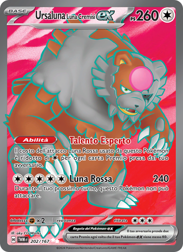 Ursaluna Luna Cremisi-ex 202/226 — Crepuscolo Mascherato (Italian Pokémon TCG card)