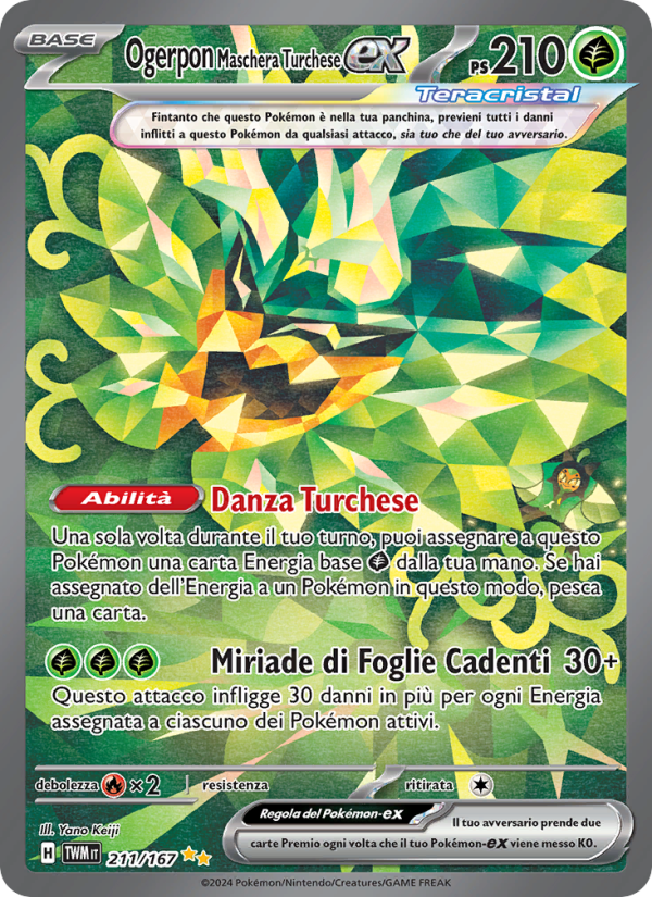 Ogerpon Maschera Turchese-ex 211/226 — Crepuscolo Mascherato (Italian Pokémon TCG card)