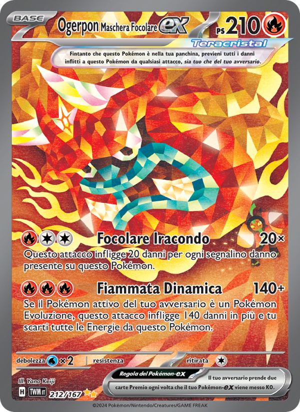 Ogerpon Maschera Focolare-ex 212/226 — Crepuscolo Mascherato (Italian Pokémon TCG card)
