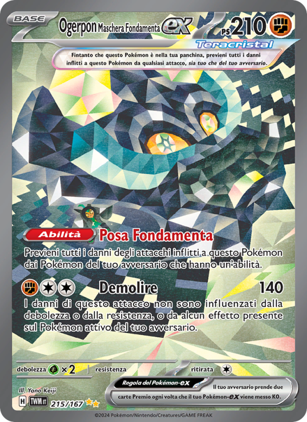 Ogerpon Maschera Fondamenta-ex 215/226 — Crepuscolo Mascherato (Italian Pokémon TCG card)