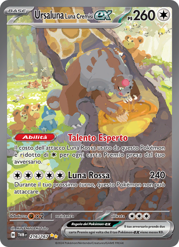 Ursaluna Luna Cremisi-ex 216/226 — Crepuscolo Mascherato (Italian Pokémon TCG card)
