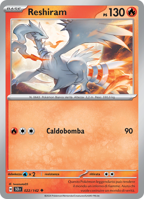 Reshiram 022/175 — Corona Astrale (Italian Pokémon TCG card)