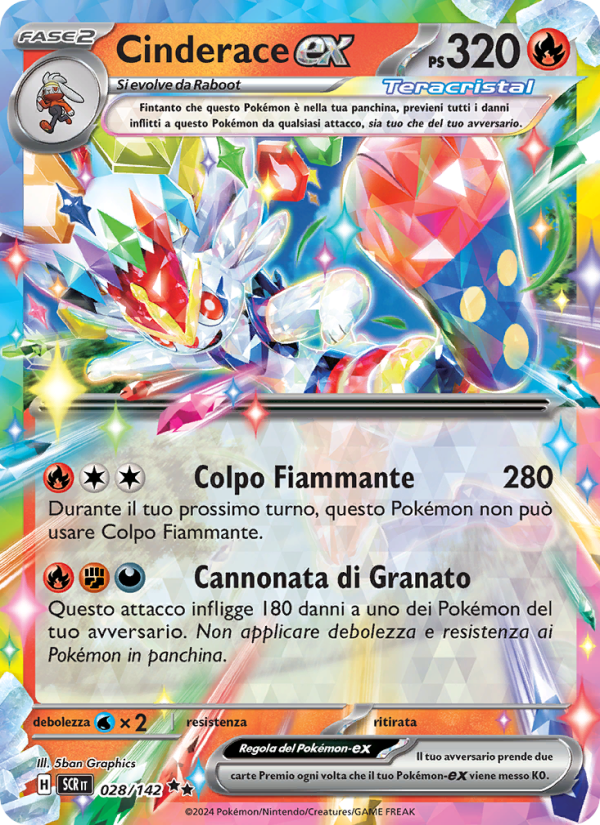 Cinderace-ex 028/175 — Corona Astrale (Italian Pokémon TCG card)