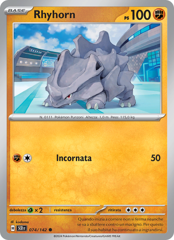 Rhyhorn 074/175 — Corona Astrale (Italian Pokémon TCG card)