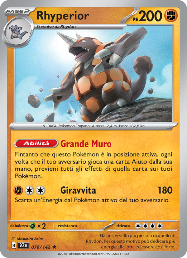 Rhyperior 076/175 — Corona Astrale (Italian Pokémon TCG card)