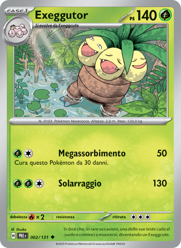 Exeggutor 002/180 — Evoluzioni Prismatiche (Italian Pokémon TCG card)