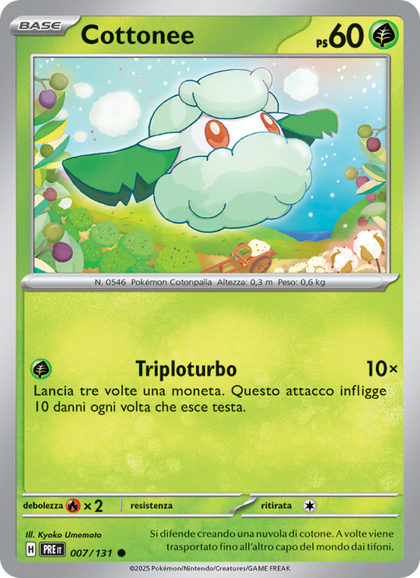 Cottonee 007/180 — Evoluzioni Prismatiche (Italian Pokémon TCG card)