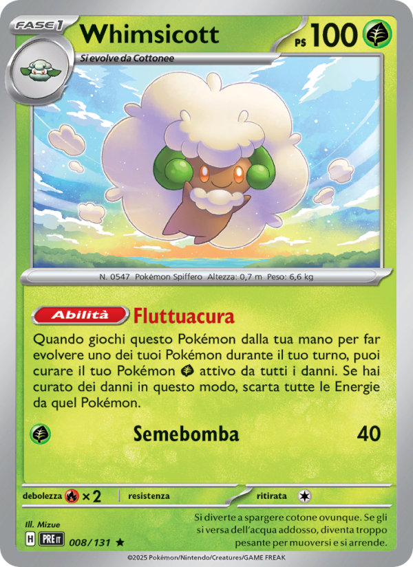 Whimsicott 008/180 — Evoluzioni Prismatiche (Italian Pokémon TCG card)
