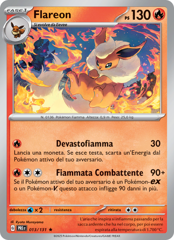 Flareon 013/180 — Evoluzioni Prismatiche (Italian Pokémon TCG card)