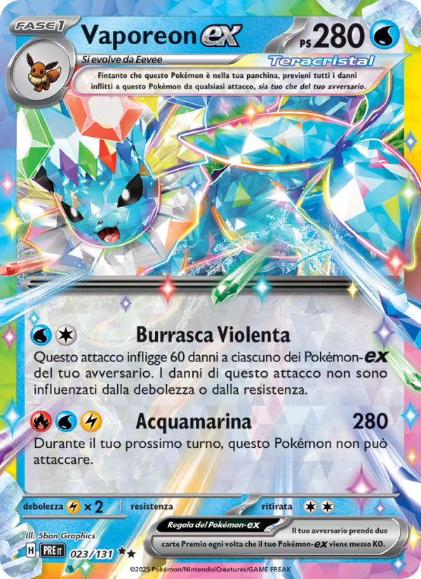 Vaporeon-ex 023/180 — Evoluzioni Prismatiche (Italian Pokémon TCG card)