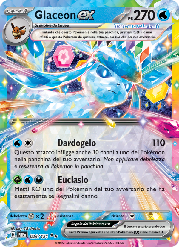 Glaceon-ex 026/180 — Evoluzioni Prismatiche (Italian Pokémon TCG card)
