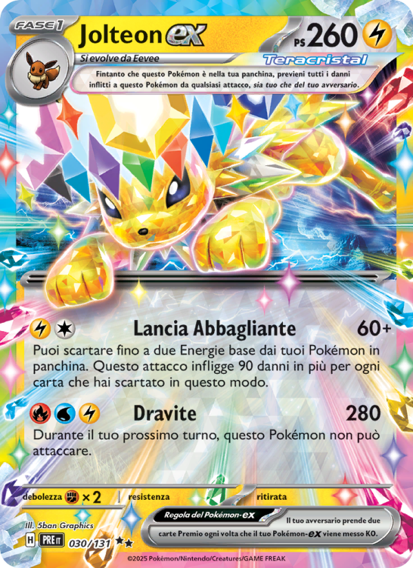 Jolteon-ex 030/180 — Evoluzioni Prismatiche (Italian Pokémon TCG card)