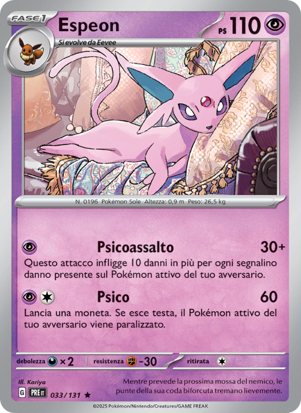 Espeon 033/180 — Evoluzioni Prismatiche (Italian Pokémon TCG card)