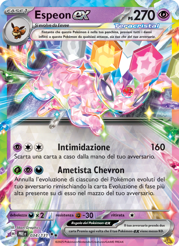 Espeon-ex 034/180 — Evoluzioni Prismatiche (Italian Pokémon TCG card)