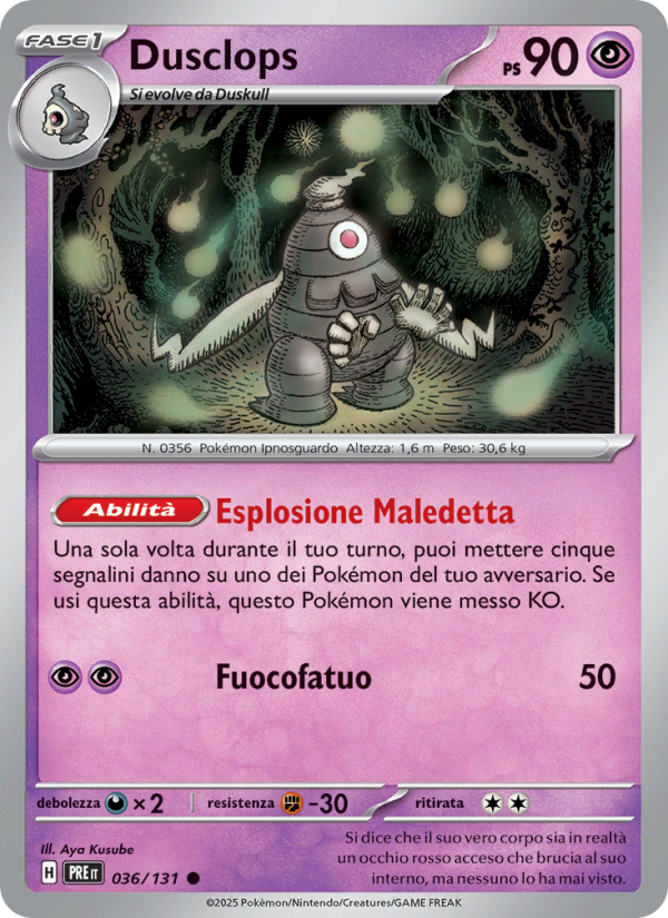 Dusclops 036/180 — Evoluzioni Prismatiche (Italian Pokémon TCG card)