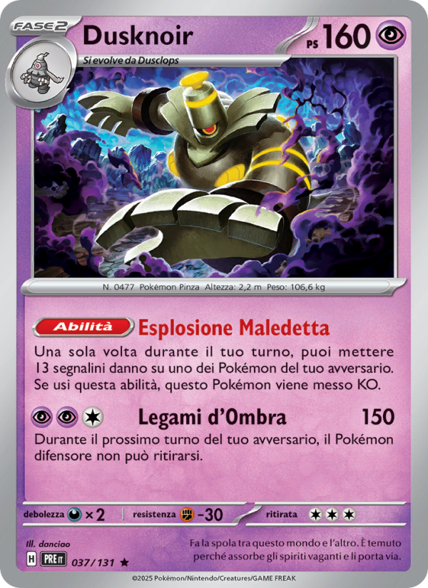 Dusknoir 037/180 — Evoluzioni Prismatiche (Italian Pokémon TCG card)