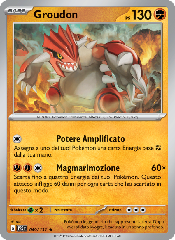 Groudon 049/180 — Evoluzioni Prismatiche (Italian Pokémon TCG card)