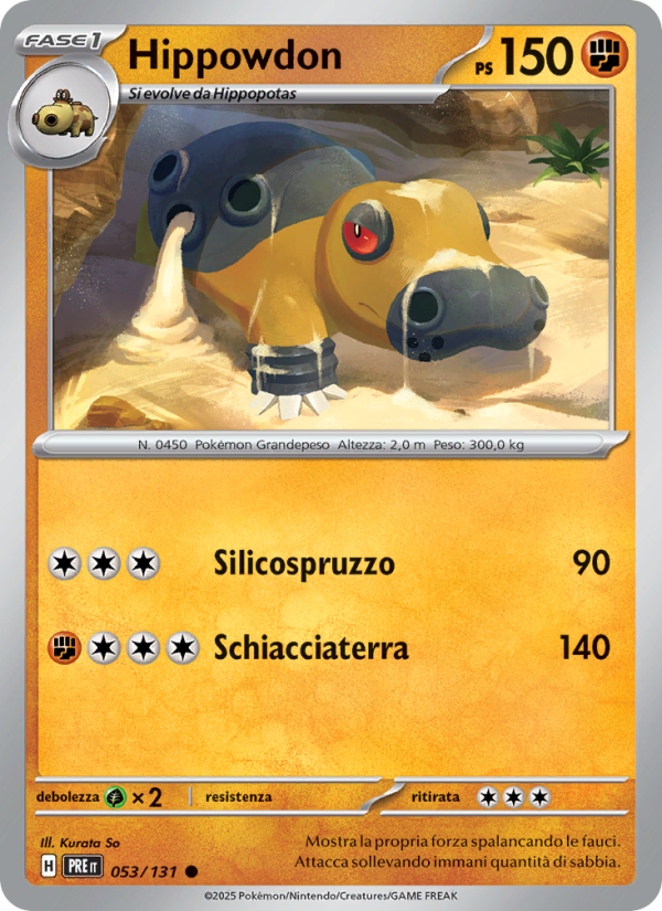 Hippowdon 053/180 — Evoluzioni Prismatiche (Italian Pokémon TCG card)