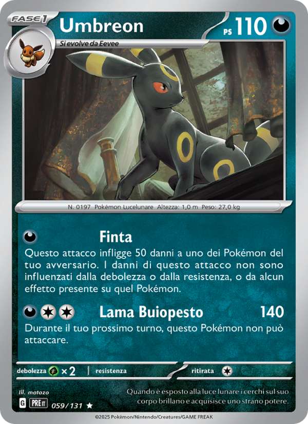 Umbreon 059/180 — Evoluzioni Prismatiche (Italian Pokémon TCG card)