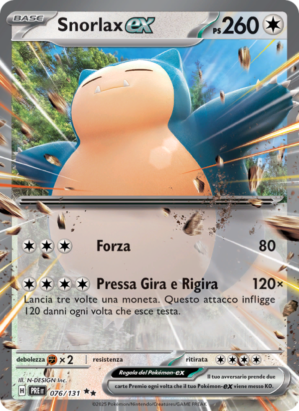 Snorlax-ex 076/180 — Evoluzioni Prismatiche (Italian Pokémon TCG card)