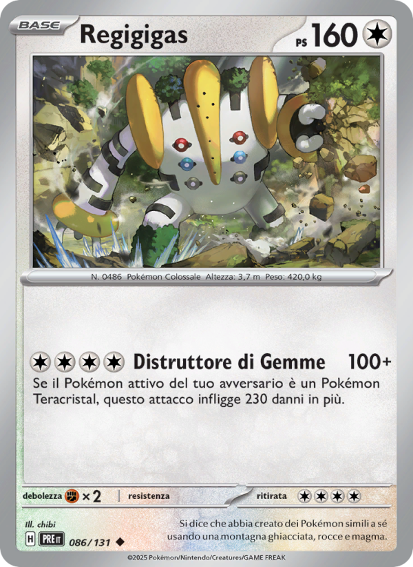 Regigigas 086/180 — Evoluzioni Prismatiche (Italian Pokémon TCG card)