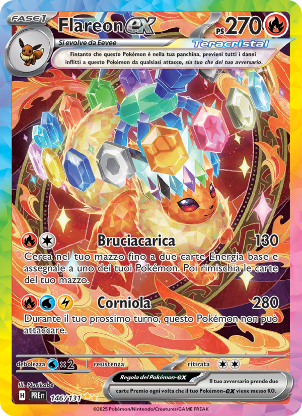 Flareon-ex 146/180 — Evoluzioni Prismatiche (Italian Pokémon TCG card)