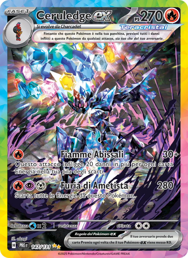 Ceruledge-ex 147/180 — Evoluzioni Prismatiche (Italian Pokémon TCG card)
