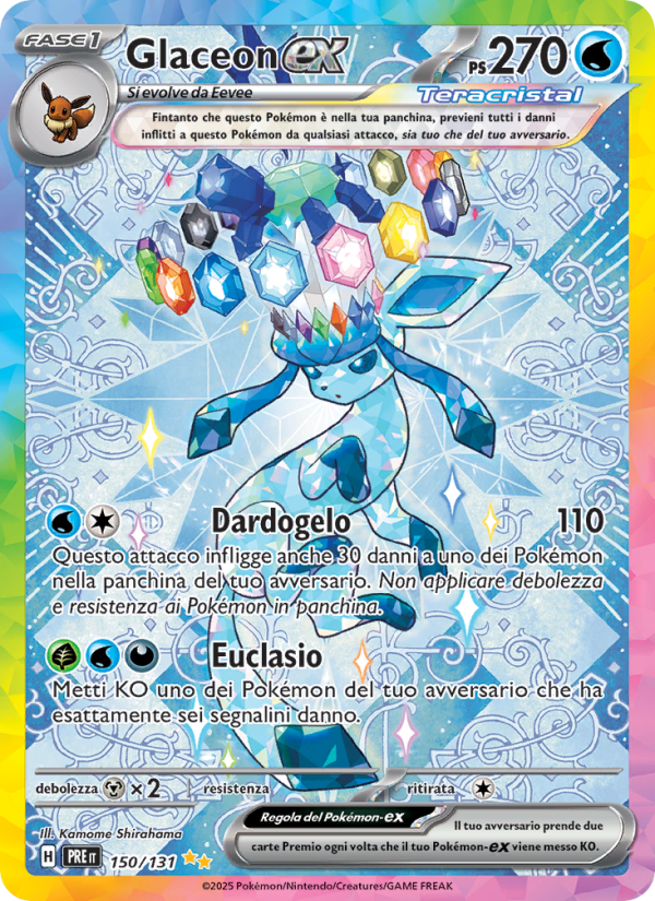 Glaceon-ex 150/180 — Evoluzioni Prismatiche (Italian Pokémon TCG card)