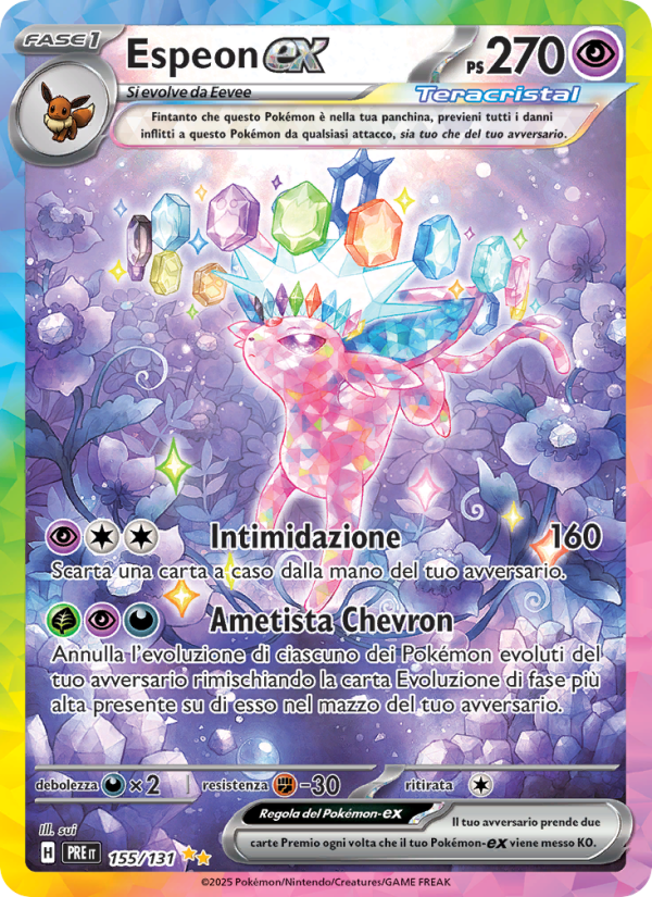 Espeon-ex 155/180 — Evoluzioni Prismatiche (Italian Pokémon TCG card)