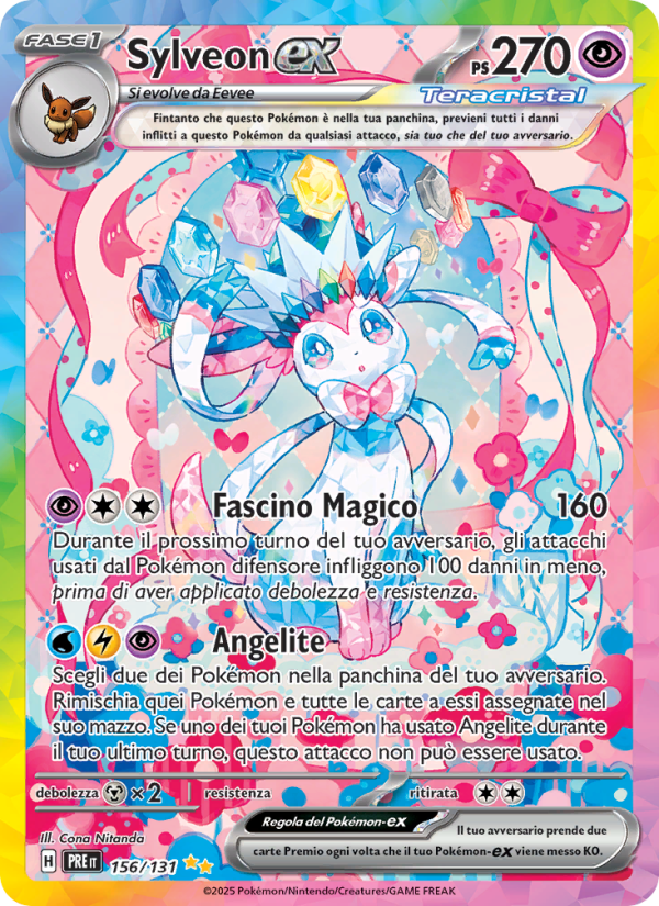 Sylveon-ex 156/180 — Evoluzioni Prismatiche (Italian Pokémon TCG card)
