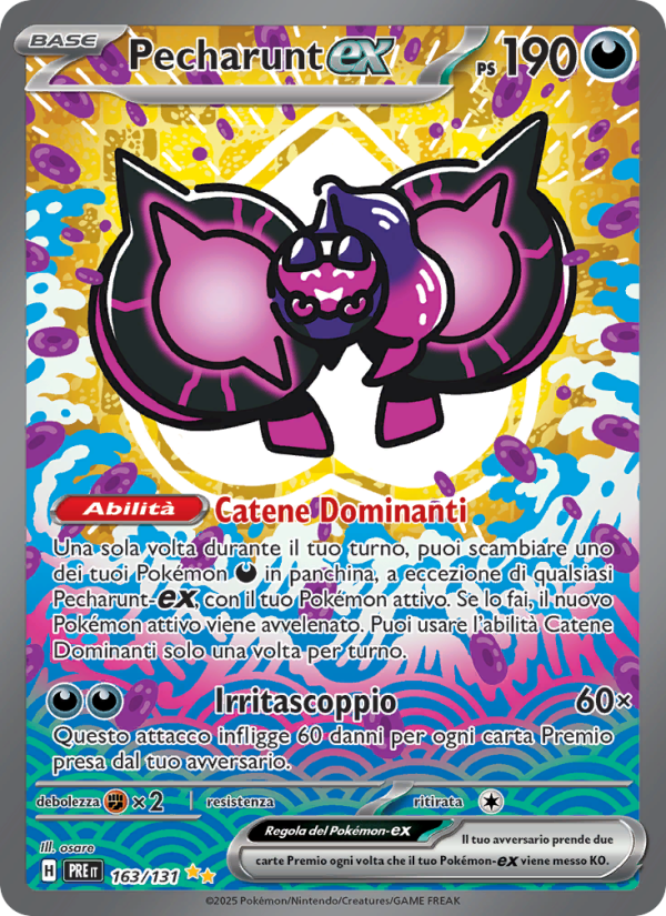 Pecharunt-ex 163/180 — Evoluzioni Prismatiche (Italian Pokémon TCG card)