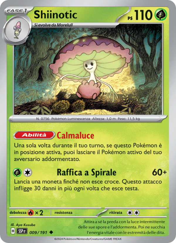 Shiinotic 009/252 — Scintille Folgoranti (Italian Pokémon TCG card)