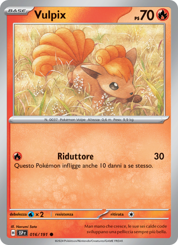 Vulpix 016/252 — Scintille Folgoranti (Italian Pokémon TCG card)