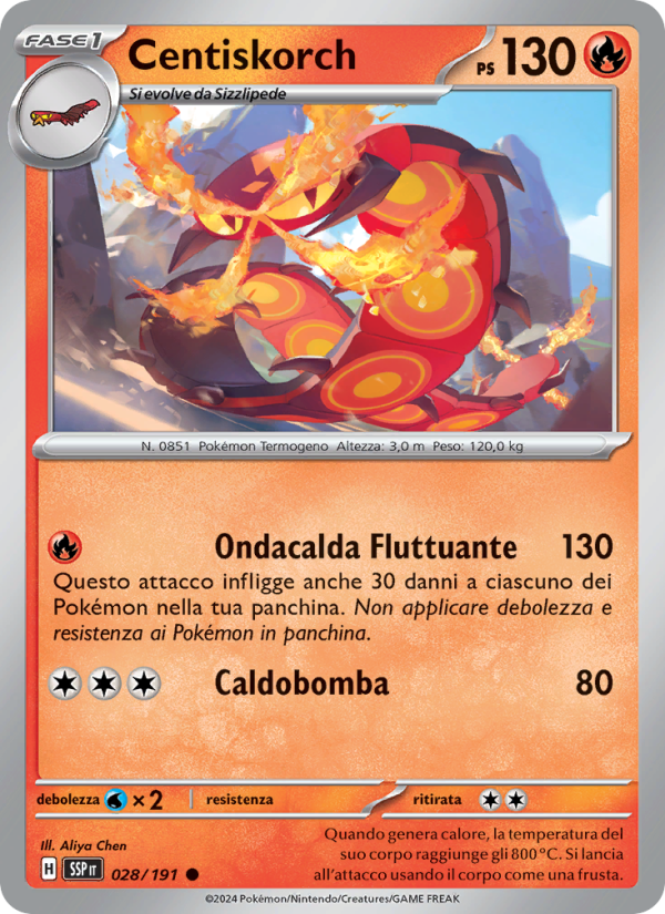 Centiskorch 028/252 — Scintille Folgoranti (Italian Pokémon TCG card)
