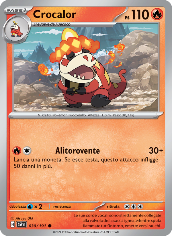 Crocalor 030/252 — Scintille Folgoranti (Italian Pokémon TCG card)