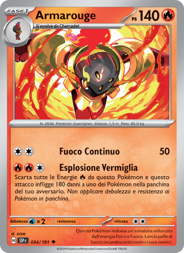 Armarouge 034/252 — Scintille Folgoranti (Italian Pokémon TCG card)