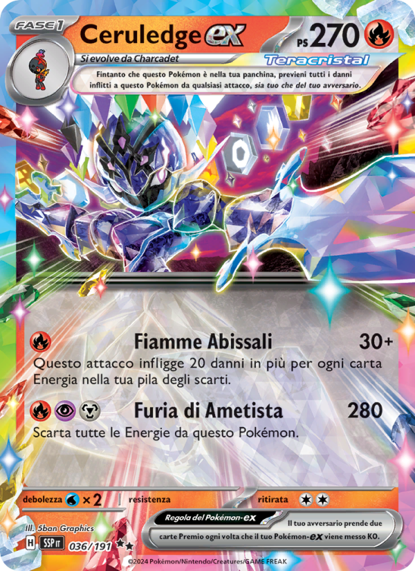 Ceruledge-ex 036/252 — Scintille Folgoranti (Italian Pokémon TCG card)