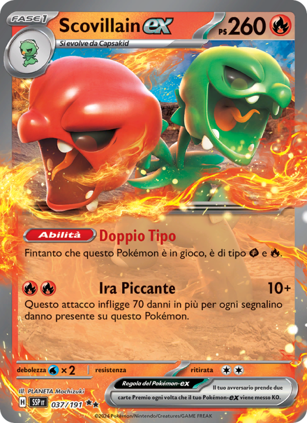 Scovillain-ex 037/252 — Scintille Folgoranti (Italian Pokémon TCG card)