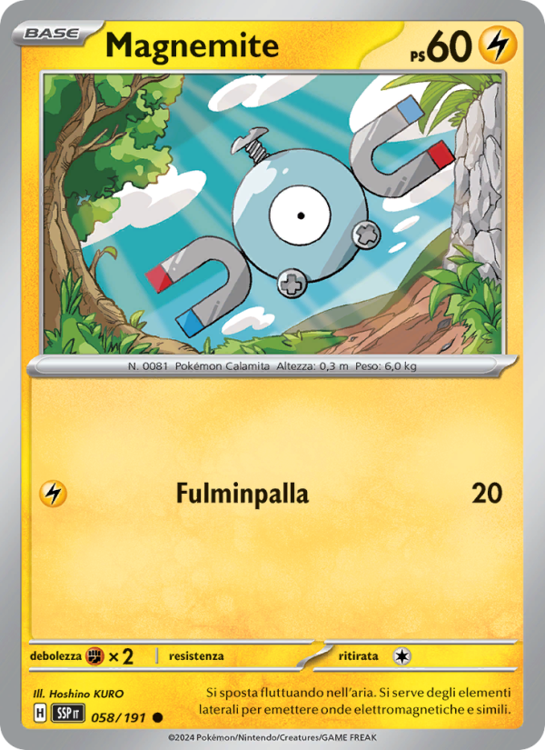 Magnemite 058/252 — Scintille Folgoranti (Italian Pokémon TCG card)
