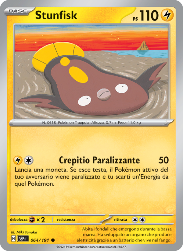 Stunfisk 064/252 — Scintille Folgoranti (Italian Pokémon TCG card)