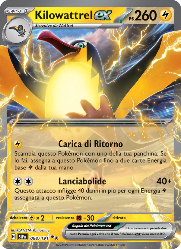 Kilowattrel-ex 068/252 — Scintille Folgoranti (Italian Pokémon TCG card)