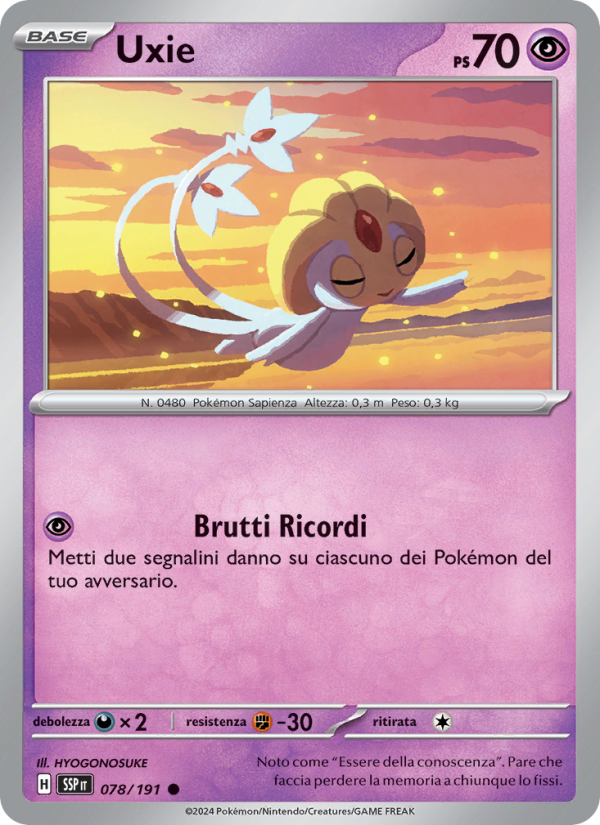 Uxie 078/252 — Scintille Folgoranti (Italian Pokémon TCG card)