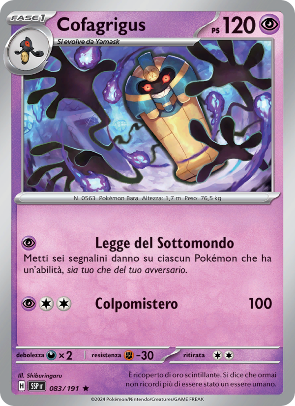 Cofagrigus 083/252 — Scintille Folgoranti (Italian Pokémon TCG card)