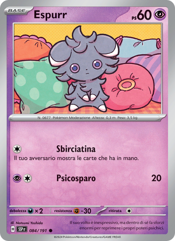 Espurr 084/252 — Scintille Folgoranti (Italian Pokémon TCG card)