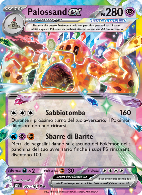 Palossand-ex 091/252 — Scintille Folgoranti (Italian Pokémon TCG card)