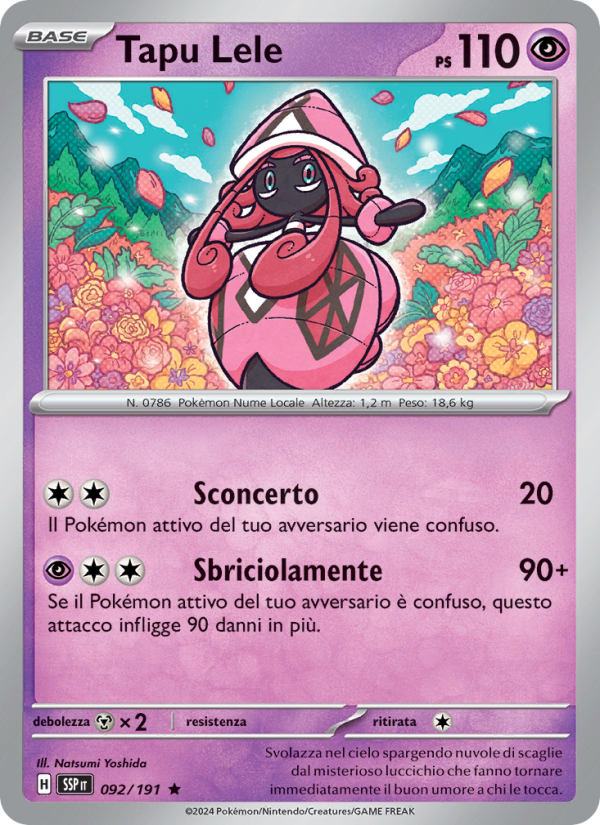 Tapu Lele 092/252 — Scintille Folgoranti (Italian Pokémon TCG card)