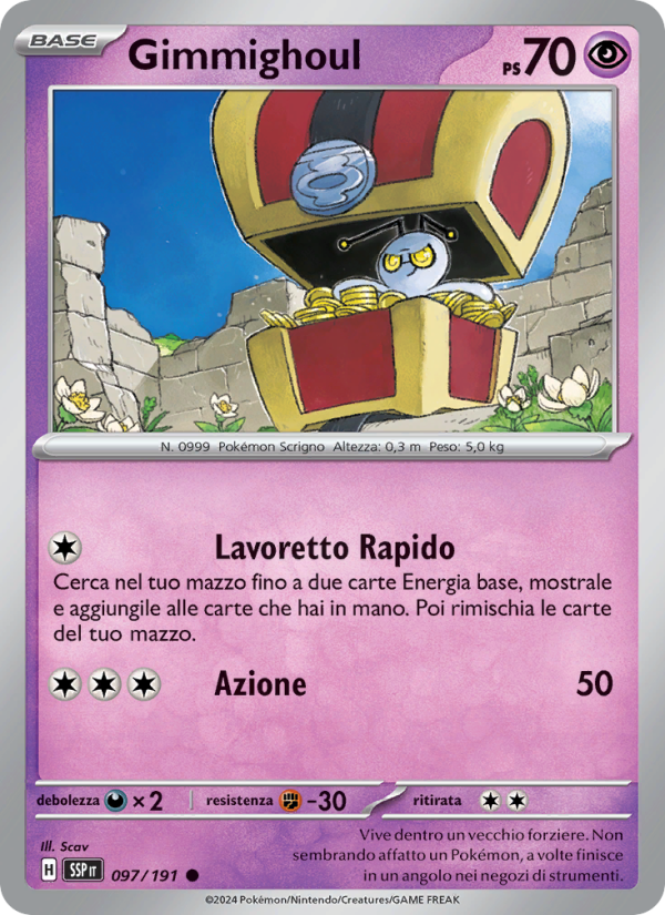 Gimmighoul 097/252 — Scintille Folgoranti (Italian Pokémon TCG card)