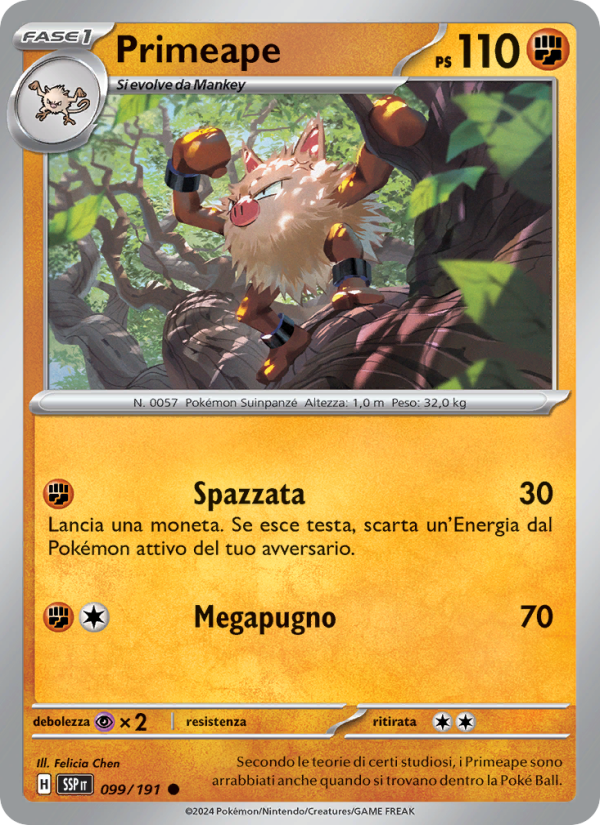 Primeape 099/252 — Scintille Folgoranti (Italian Pokémon TCG card)