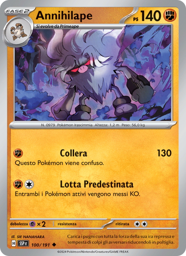 Annihilape 100/252 — Scintille Folgoranti (Italian Pokémon TCG card)